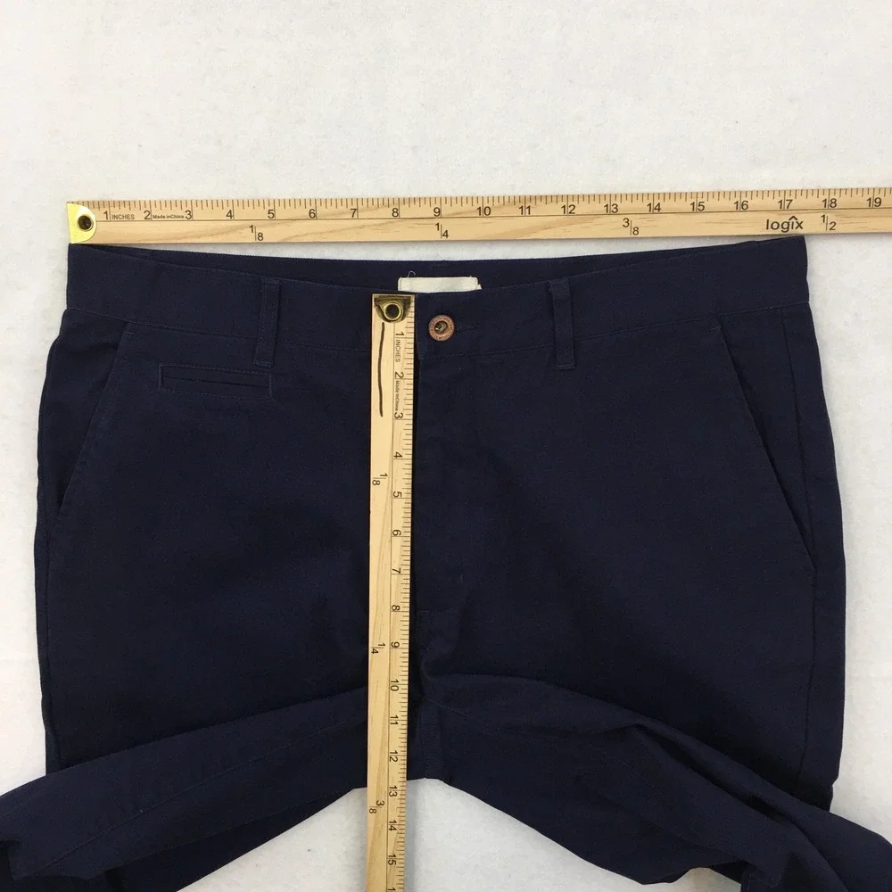 Taylor Stitch Mens 34 Navy Blue Organic Cotton Spandex Chino Pants Slim Fit